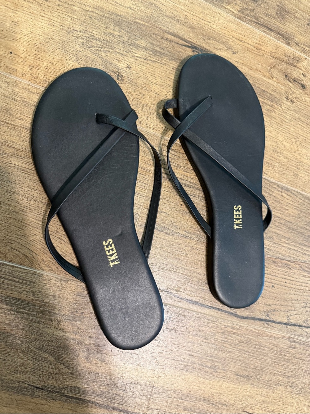 TKEES Black Thin-Strap Minimal Sandals